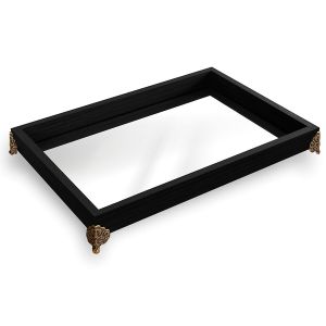 Bandeja Espelhada de Madeira 15x30cm Preto Diagonal