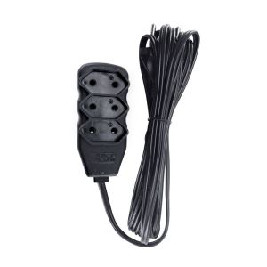 Extensão 3m 3 Tomadas Slim Bipolar Preto Force Line