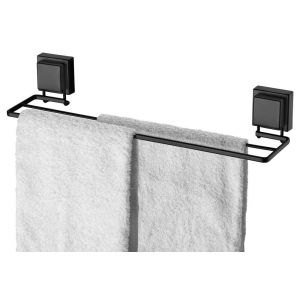 Suporte para Toalha Duplo com Ventosas 45cm Preto Fosco Future