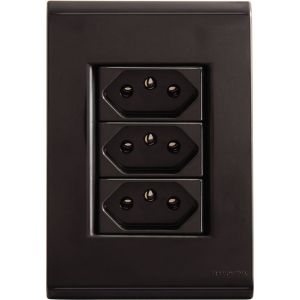 Conjunto 3 Seções Liz 2 P+T 10A 250V Grafite Escuro Tramontina