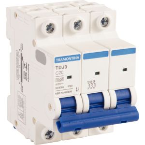 Disjuntor 20A TDJ3 Tripolar 3KA Branco Tramontina