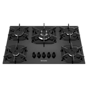 Cooktop a Gás  5 Bocas Preto Bivolt Mueller