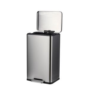 Lixeira com Pedal Terrazo 40 Litros Cinza Escovado 35,7x65,6cm Casa&Ideia