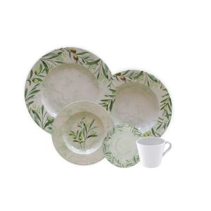 Aparelho de Jantar e Chá Porcelana Estampado 20 Peças Oliva Tramontina