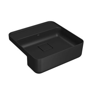 Cuba para Banheiro de Semi-encaixada Louça com Mesa Slim Ebano Fosco Quadrada 40cm Deca