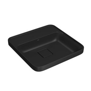 Cuba para Banheiro de Sobrepor Louça com Mesa Slim Ebano Fosco Quadrada 40cm Deca