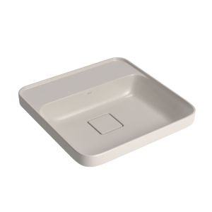 Cuba para Banheiro de Sobrepor Louça com Mesa Slim Bege Acetinado Quadrada 40cm Deca