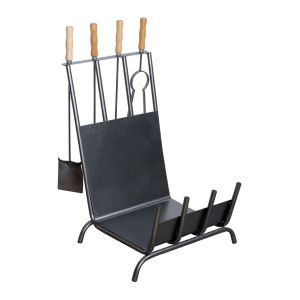 Caixa Porta Lenha Com Kit Limpeza Preto Metal Guindani Fogões