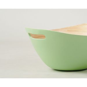 Tigela de Bambu Para Salada Com Alça Verde Fosco Oval 27x35x15 Casa&ideia