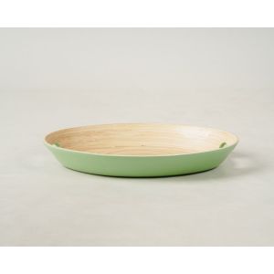 Bandeja Bambu 30x40x5 Mekate Com AlÇa Verde Fosco Oval Casa&ideia