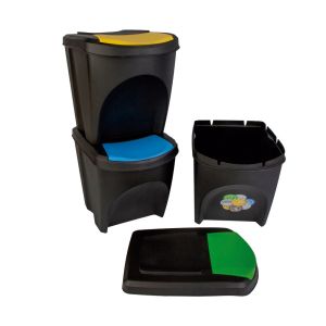 Kit 3 Lixeiras Com Tampa 25l Andel Antracita Casa&ideia