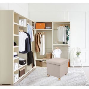 Puff Organizador com Pés 38x38cm Comfy Bege Diagonal