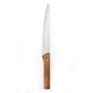 Faca de Cozinha Com Cabo de Madeira Acacia Fosco Inox 34cm Casa&ideia