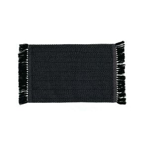 Tapete Algodão 0,47x0,70m Etnico Preto Artesanal Teares