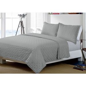 Jogo Colcha e Fronhas Queen 260x240cm Dreams Cinza Retangular Diagonal