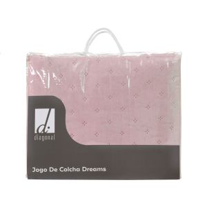Jogo de Colcha Casal 220x240cm Dreams Rose Retangular Diagonal
