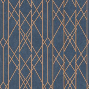 Papel Parede Geométrico Azul Amarelo 0,53x10m Diagonal