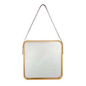 Espelho 40cm Com Alça Gold Quadrado Diagonal