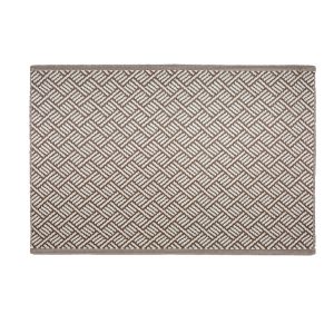 Tapete 120x180cm Com Bainha Marrom Branco Retangular Diagonal