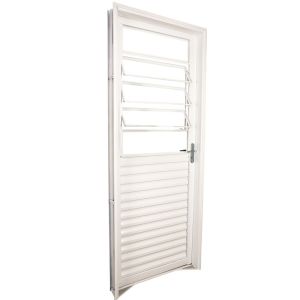 Porta de Abrir Alumínio Basculante 2,15M X 84CM R12 Direita Mista Standart Branca CRV