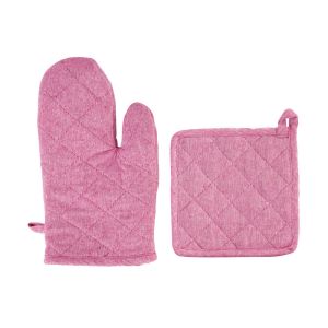 Kit Pega Panela e Luva 2 Peças Rosa Casa&Ideia