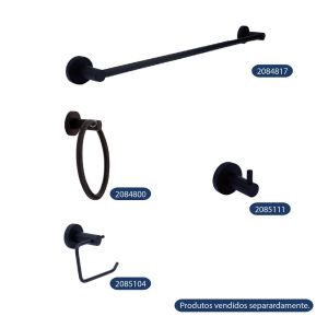 Porta Toalha Argola Dresden Preto Addra