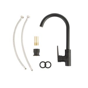 Torneira Misturador Monocomando para Cozinha de Mesa Bica Alta 1/2" Livo Preto Addra