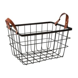 Cesto Org 35cm x 25,4cm Aramado Retang Preto Casa&Ideia