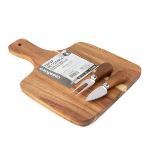 Tabua de Cozinha 3pcs Com Faca e Garfo Madeira Casa&ideia