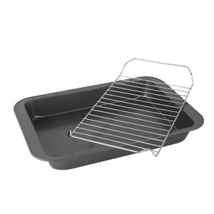 Forma Com Grelha Antiaderente Preto Retangular 37x25x5cm Casa&ideia