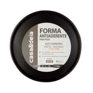Forma Redonda Antiaderente Pizza Preto 31,5x1,5cm Casa&ideia