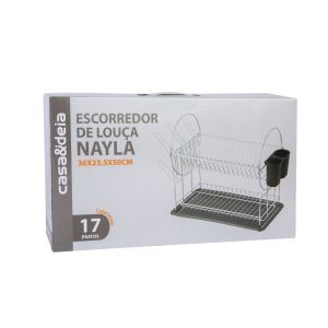 Escorredor de Louça 17 Pratos Nayla Cromado Casa&ideia