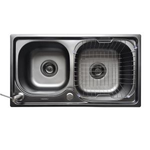 Cuba para Cozinha de Sobrepor/Embutir Inox Retangular Dupla Com Acessórios 68x39cm Addra