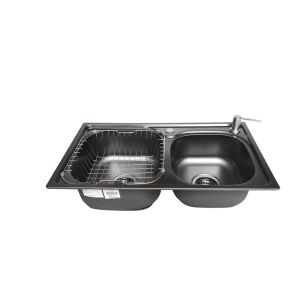 Cuba para Cozinha de Sobrepor/Embutir Inox Retangular Dupla Com Acessórios 68x39cm Addra