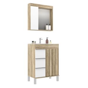 Kit Gabinete para Banheiro MDF/MDP Dallas Branco/Cartagena 60cm Móveis Sander
