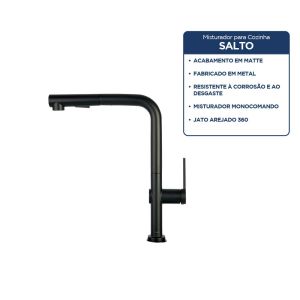 Torneira Misturador Monocomando para Mesa 1/2" Salto Black Addra