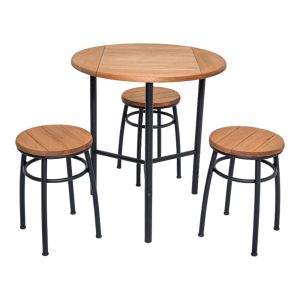 Conjunto Mesa e Bancos 4 Peças Fenix Madeira Jatobá Metalnew