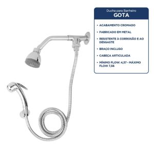 Chuveiro com Desviador 1/2" Gota Cromado Addra