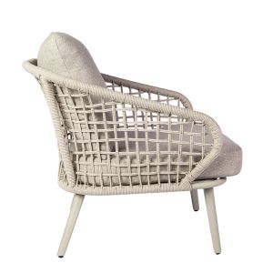 Conjunto de Jardim Brava Alumínio Cinza Mesa e Poltronas 3 Peças Fascino