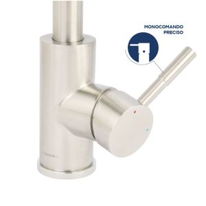 Torneira Misturador Monocomando para Cozinha de Mesa Bica Alta 1/2" Fonte Slim Aço Inox Addra