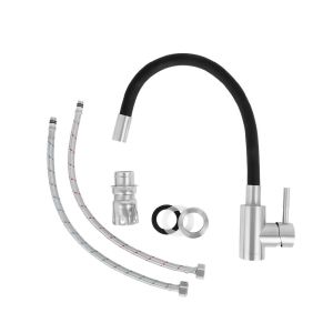 Torneira Misturador Monocomando para Cozinha de Mesa Bica Alta  1/2" Fluir Flex Aço Inox Addra