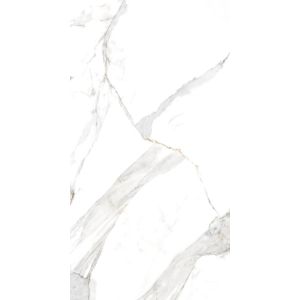 Piso Cerâmico Statuario Branco Cinza Retificado Brilhante 61x116 Ilhabella