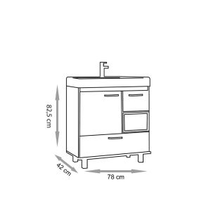 Gabinete para Banheiro MDF/MDP Mariana Jade Nude/Catedral 78cm C-Linea