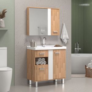 Gabinete para Banheiro MDF/MDP com Tampo Marmorite Dakota 80cm C-Linea