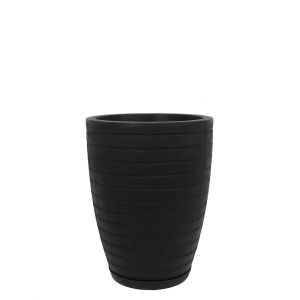 Vaso Plástico Relevo Preto 30x40cm Vasart