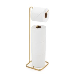 Papeleira de Papel Higiênico para Chão Com Suporte Piatina Dourado Arthi