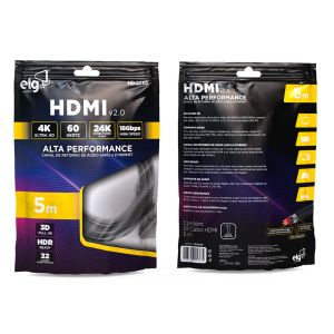 Cabo Hdmi 5m Hd4k50 Preto 2.0v Elg