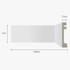 Moldura Rodapé 2,4m x 7cm Ecopremium Liso Branco Ecomex