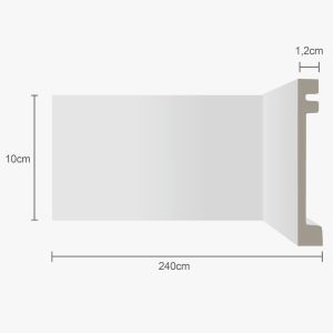 Moldura Rodapé 2,4m x 10cm Ecopremium Liso Branco Ecomex