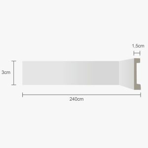Kit Moldura Rodapé 2,4M X 3CM Ecopremium Liso Branco 4pcs Ecomex Brasil